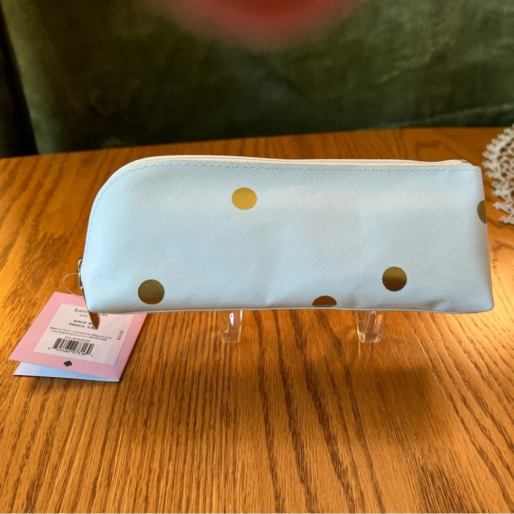 NWT Kate Spade Gold Dot Pencil Case